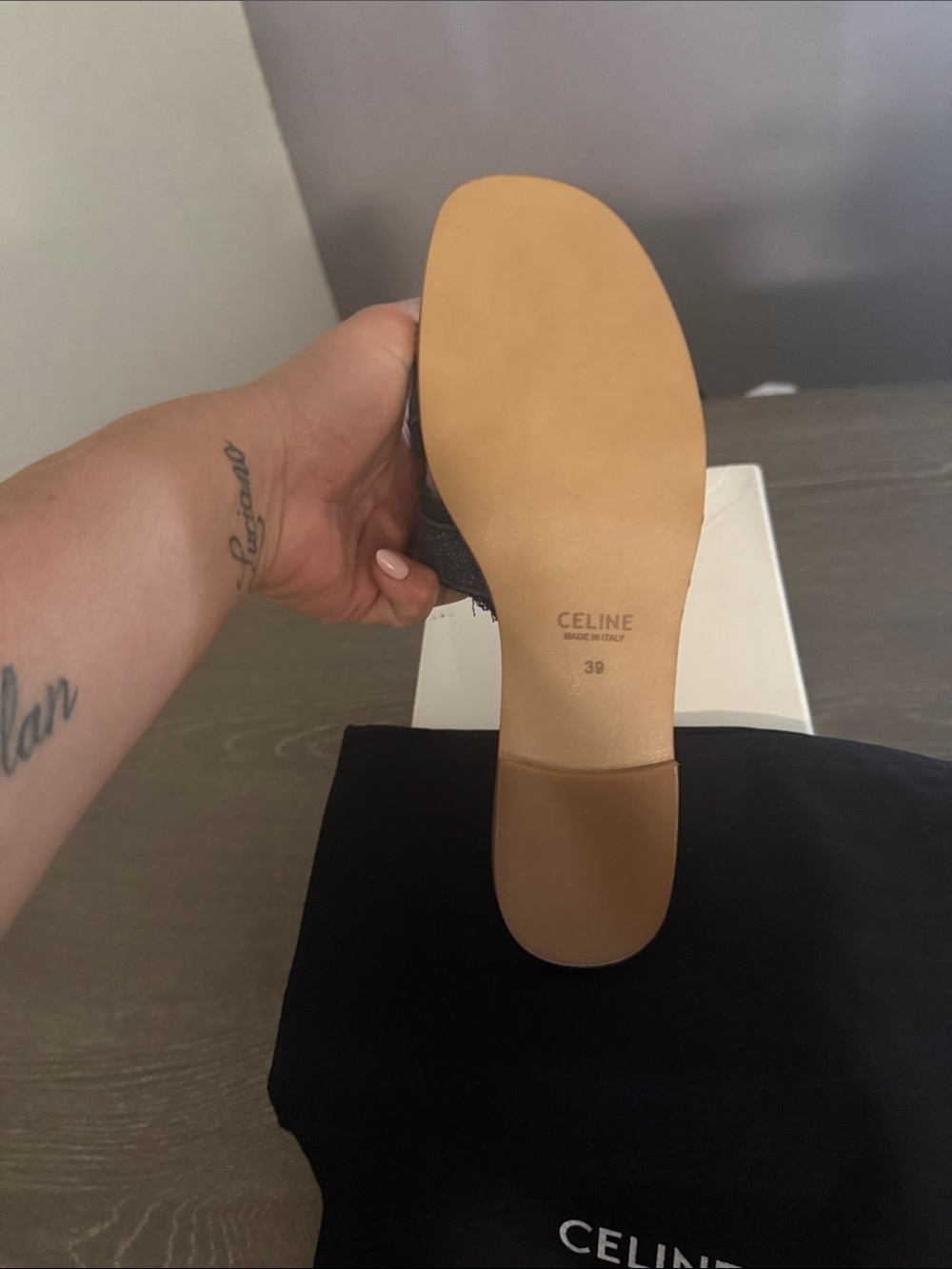 Celine Blue Denim Slide Sandal - CELINE - Picture 2 of 3